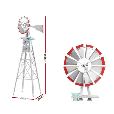 Garden Windmill 4FT 146cm Metal Ornaments Outdoor Decor Ornamental